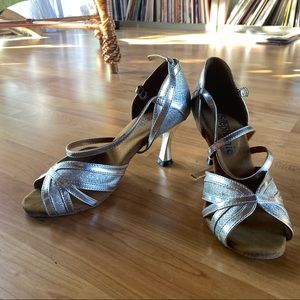Silver Metallic & Sparkle Ballroom Heels